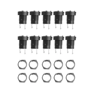 

10pcs DC Power Supply Jack Socket Female Panel Mount Connector New