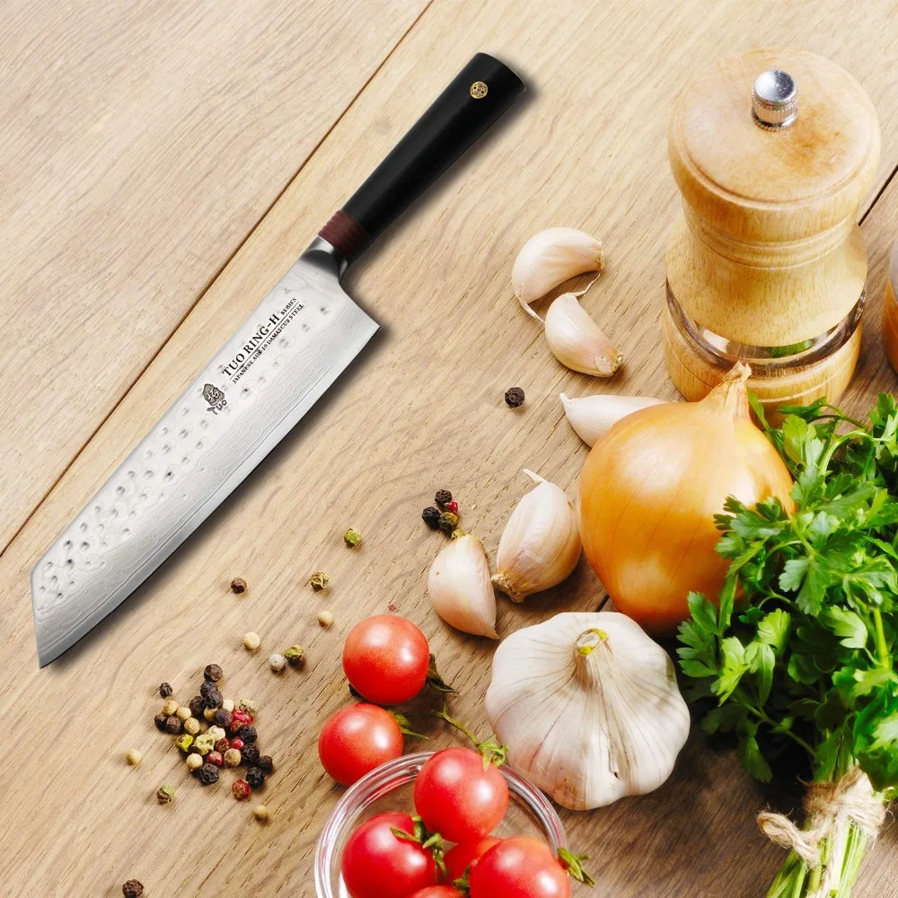 TUO столовые приборы Kiritsuke нож Дамасские кухонные ножи Nakiri японский AUS 10 HC шеф