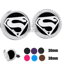 Серебряный Супермен(30 мм-38 мм) Магнитный диффузор 316 из нержавеющей стали автомобильный аромат свободно открывающийся с подкладкой эфирное масло автомобильный диффузор медальоны