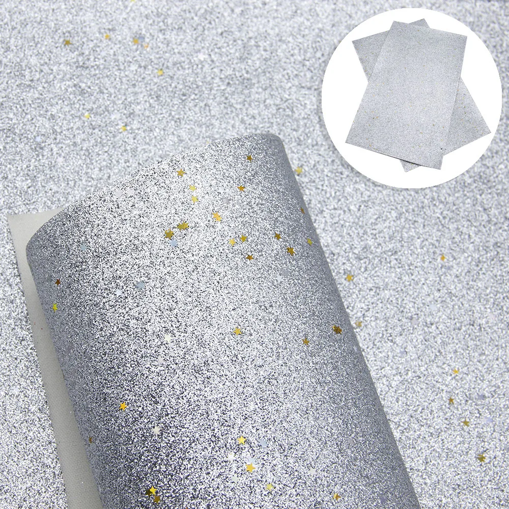 David accessories 20*34cm Glitter Star Faux Artificial Synthetic Leather Fabric For Sewing DIY Bag Shoes Material,c6906 - Цвет: 1065980014