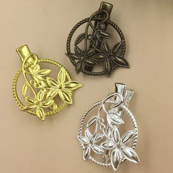

SEA MEW 20 PCS 30mm Metal Copper Flowers Hairpin Base Setting 4 Colors For Jewelry Making