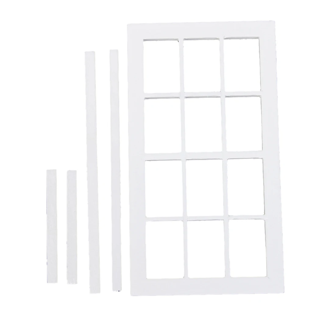 1:12 Scale Dolls House Miniature Wooden 12 pane Window Frame White