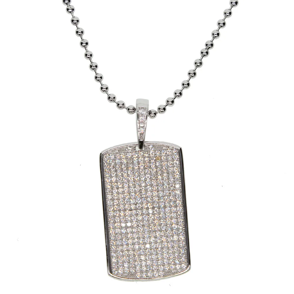 Хип-хоп Bling Золотое квадратное ожерелье с собачьей биркой и кулоном Iced Out Full cubic zirconia CZ Ожерелье для мужчин ювелирные изделия