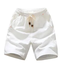2019 Summer New Cotton Shorts Loose Men's Casual Shorts Black White Drawstring Waist Bermuda Shorts Men Plus Size 4XL 5XL men embroidery detail drawstring waist shorts