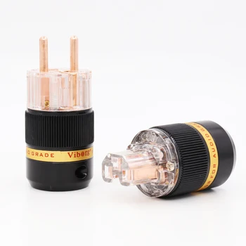 

Viborg VE511+VF511 Transparent 99.99% Pure Copper EUR Schuko Hifi audio Power Cord Cable Power Plug IEC Female Connector