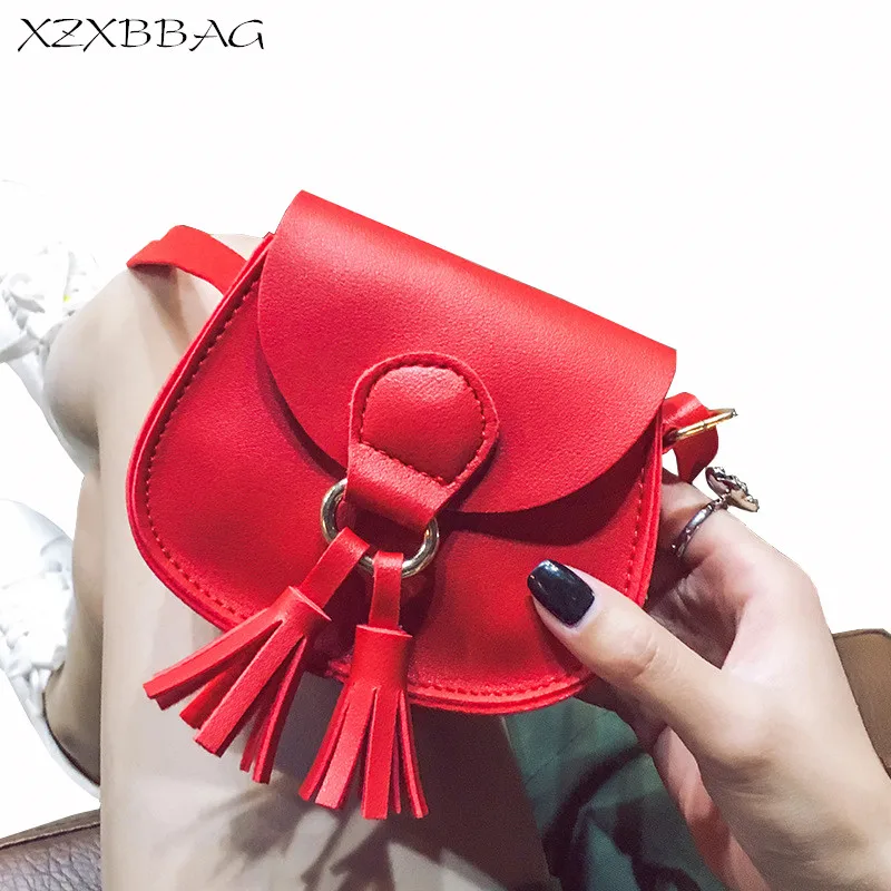 XZXBBAG Детская мода кисточки мини-сумка-мессенджер для девочек из искусственной кожи Кошелек для монет сумка для детей милый чехол через плечо для девочек сумка на плечо - изображение