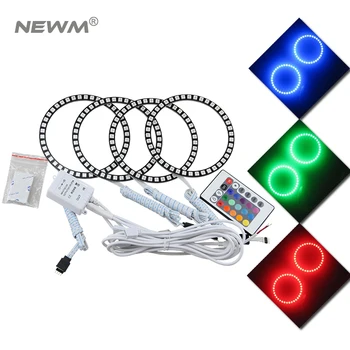 

2x Multi-Color 60mm 70mm 80mm 90mm 100mm 120mm Angel Eyes 5050 RGB Halo Rings LED Bulb Flash Car Headlight Fog DRL
