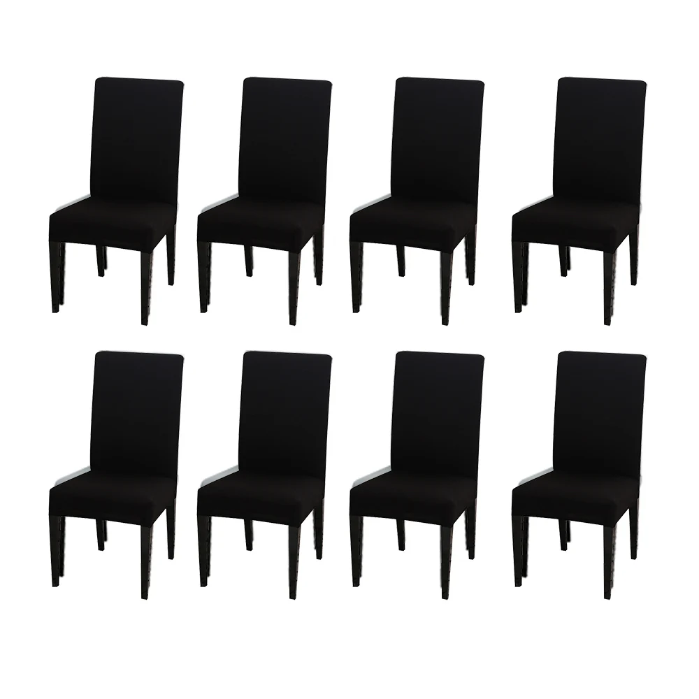 Чехлы на кухонные стулья стрейч чехлы для мебели полотенце стул Дом де шезлонг чехол для кресла спандекс 8 шт - Цвет: Черный