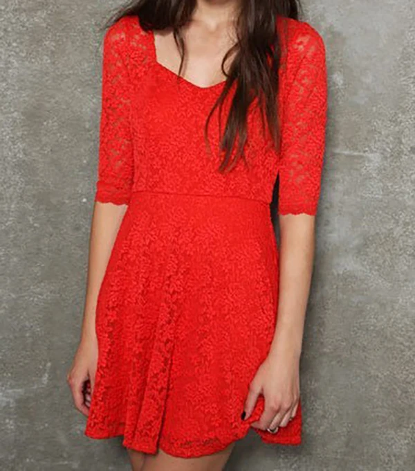 2015 Mini Dresses Transparent Lace Half-sleeve Casual Clothes Clubwear Costumes for Women | Женская одежда
