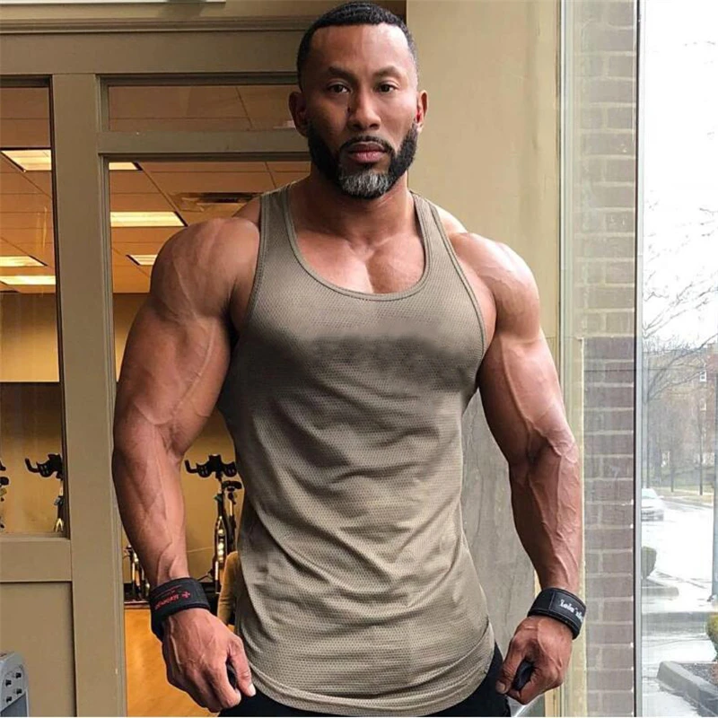 

Muscleguys Men's Mesh Tank Tops Fitness Clothing 2019 Summer Muscle Vest Gyms Stringer Tanktop Canottiere Bodybuiding Sleeveless