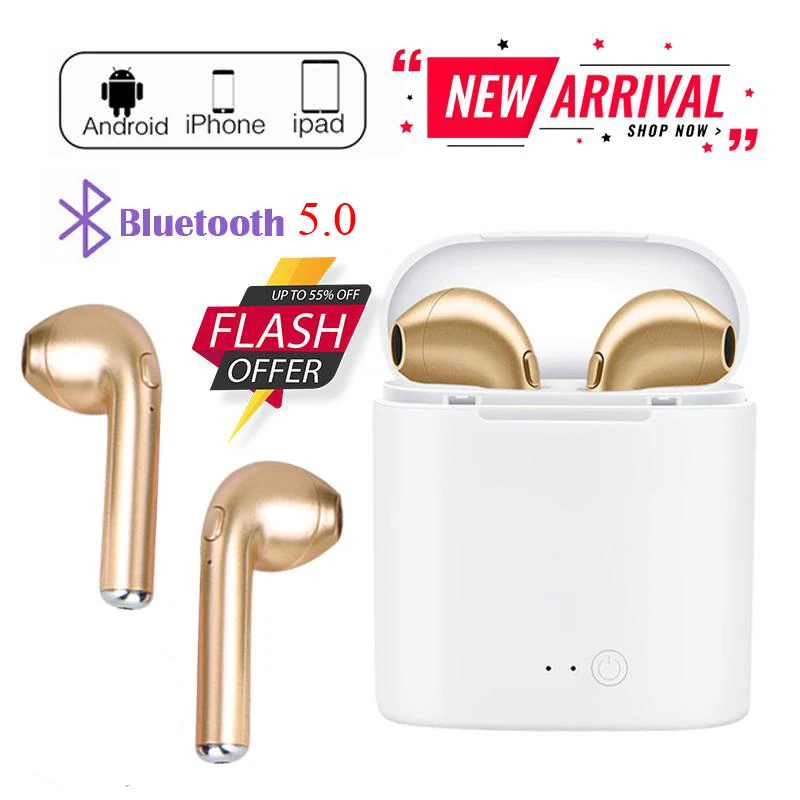 I7s TWS беспроводные bluetooth наушники с мини зарядным боксом вкладыши для Iphone X 6 7 8 plus