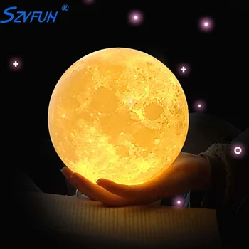 

Rechargeable Moon Lamp DC5V 3D Print Moon Night Lamp Touch Control Brightness Yellow White Moon Light Nachtlampje Creative Gifts