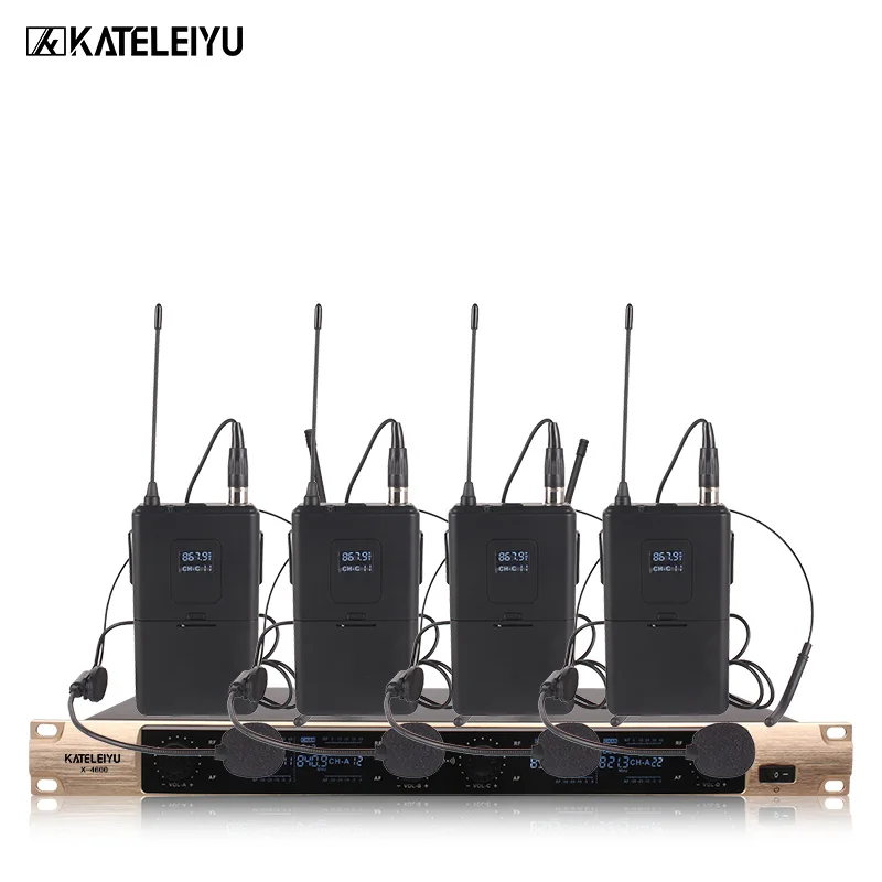 Профессиональный беспроводной микрофон VHF 4 канальный ручной с отворотом X