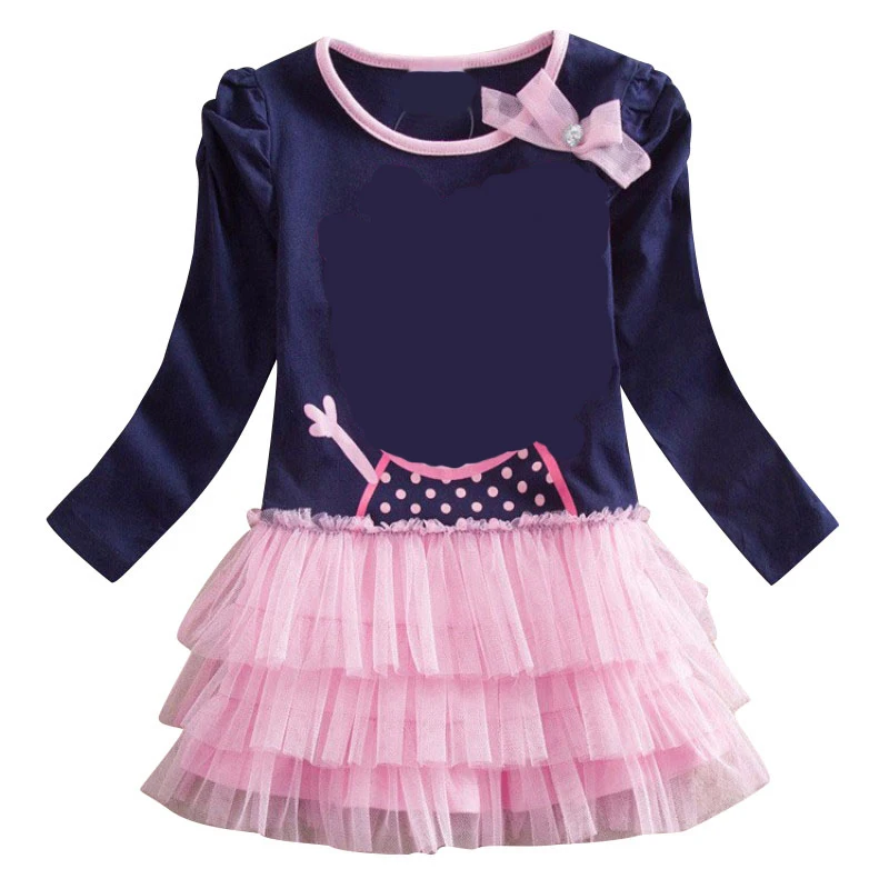 

classic new baby girls long sleeve clothes tutu dress printing pattern children cotton kids clothing long sleeve girls dress