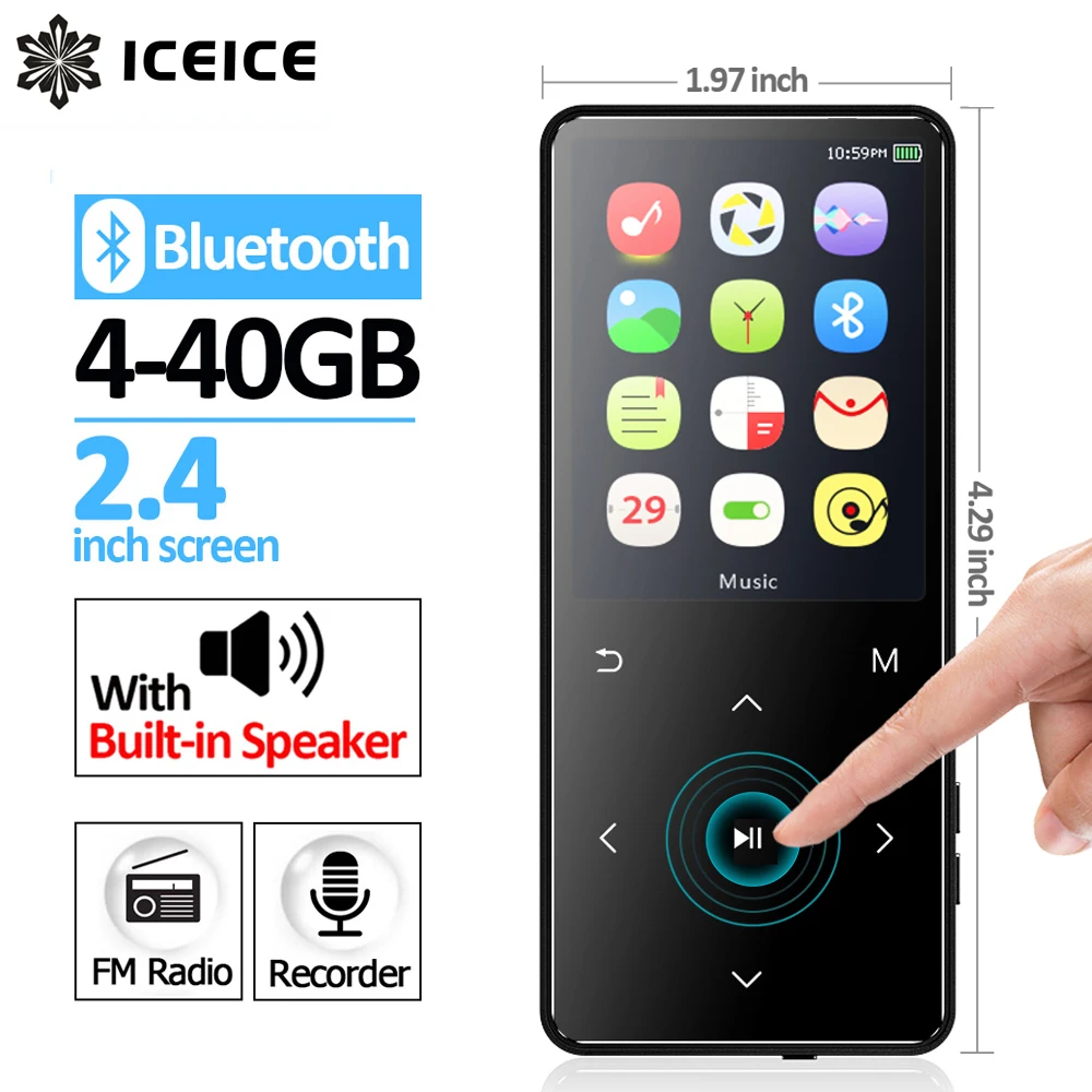 Iceice Mp4 プレーヤー Bluetooth スピーカーと Mp3 Mp4 音楽プレーヤーポータブル Mp 4 メディアスリム 2 4 インチタッチキー Fm ラジオビデオハイファイ Mp4プレーヤー Aliexpress
