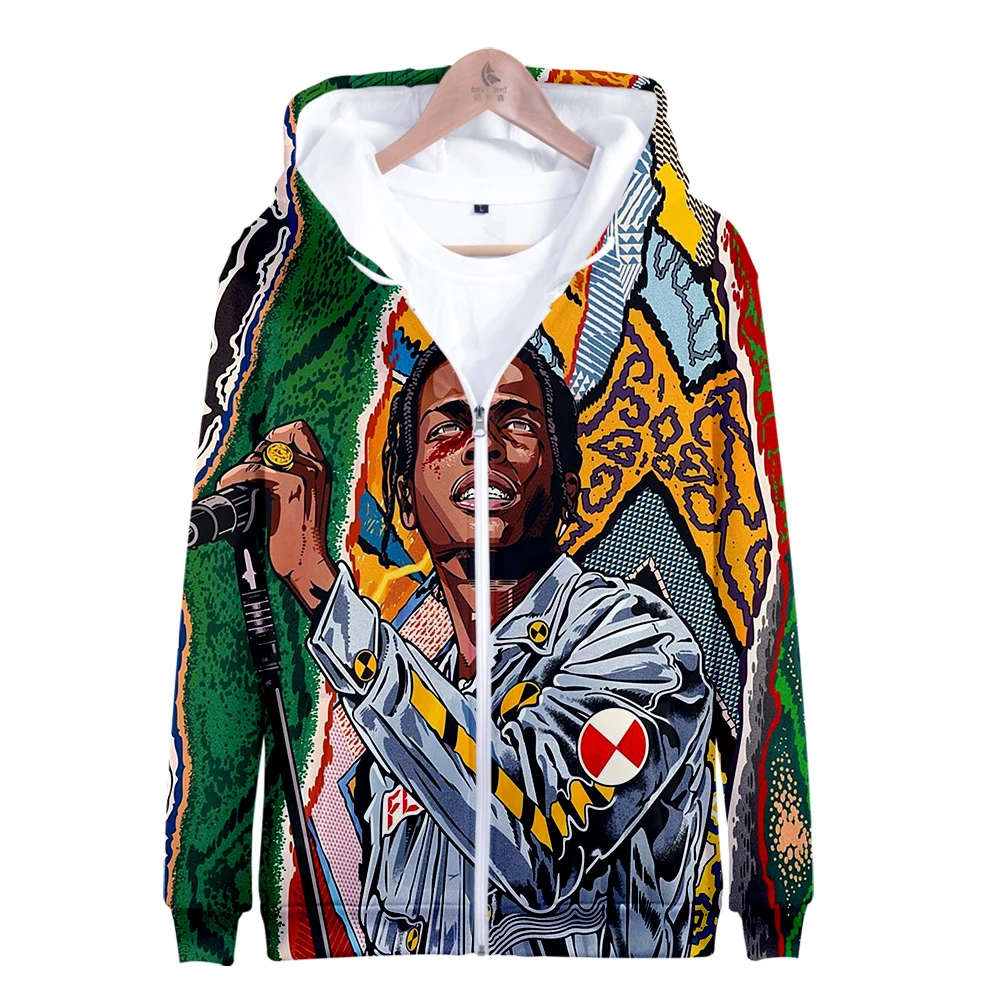 

2019 hot sale ASAP ROCKY Zipper hoodies 3D Hoodie Sweatshirt Women Harajuku ASAP ROCKY Hoodies men Plus Size for men streetwear
