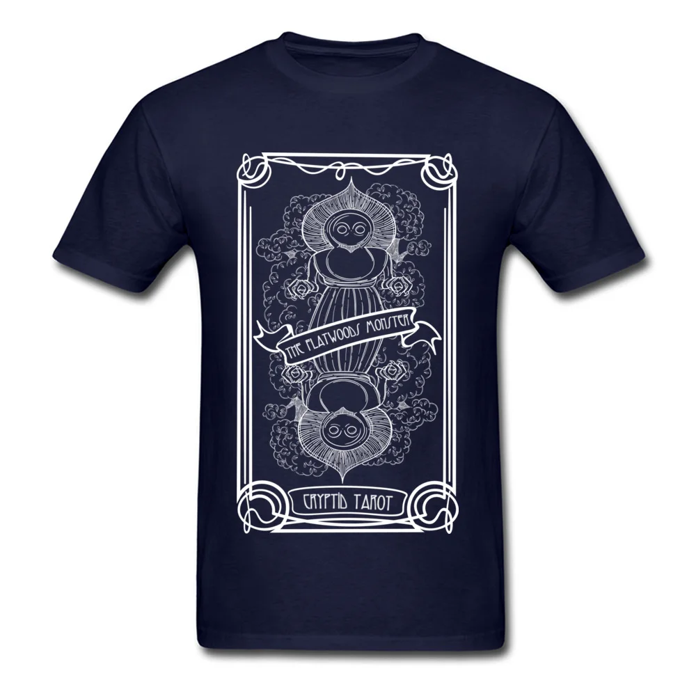 Cool O-Neck Top T-shirts Autumn Tops Shirt Short Sleeve Special All Cotton Casual Tops Shirts Printed On Men Drop Shipping Cryptid Tarot Series The Flatwoods Monster navy