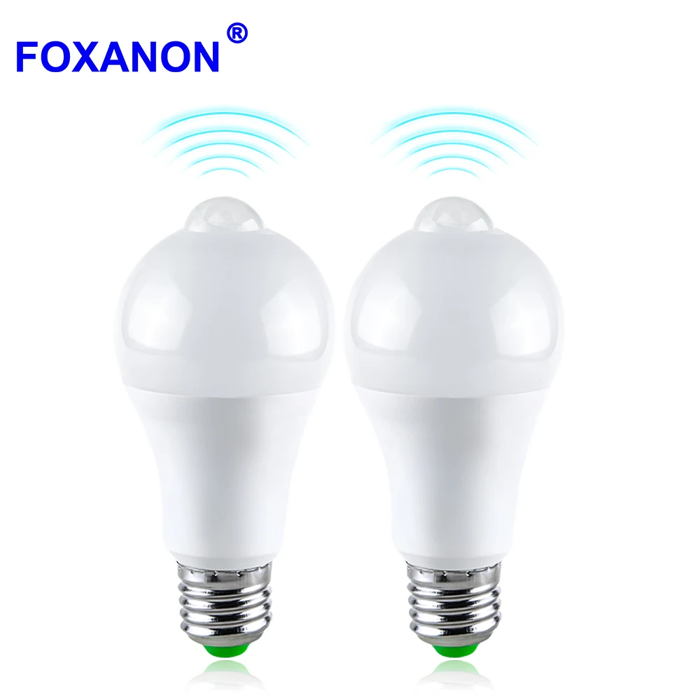 Foxanon E27 B22 12 Вт 18 AC 85 265 в умная Светодиодная лампа для дома PIR датчик движения