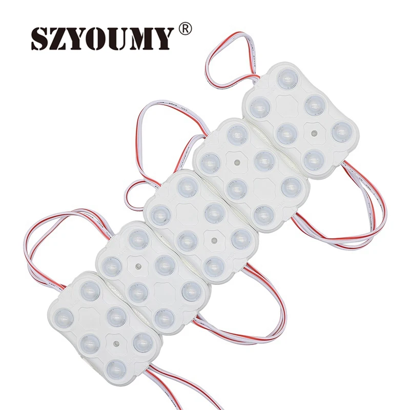 SZYOUMY 100 Pcs 6 LED Module 12V 5730 Waterproof IP67 2.5W Decorative Light for Letter Sign Advertising Signs with Tape | Лампы и