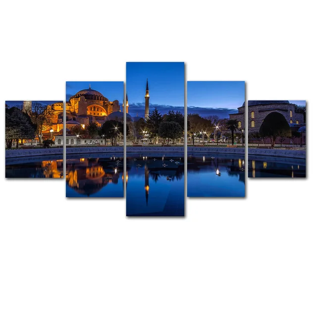 5-Panels-New-Fashion-Blue-Night-Sultan-Ahmed-Mosque-Istanbul-Canvas-Painting-for-Home-Living-Room.jpg_640x640