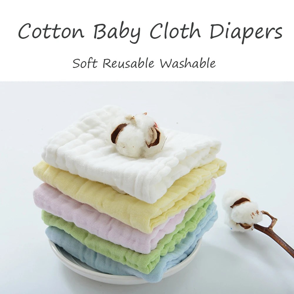 5Pcs/Set Cotton Baby Diapers Soft Reusable Washable Nappies Gauze Baby