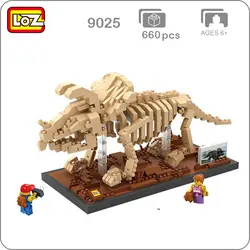 LOZ 9025 Юрского периода Трицератопс Fossil скелет динозавра 3D модель DIY Nano Конструкторы кирпичи алмаз мини строительство игрушка в подарок