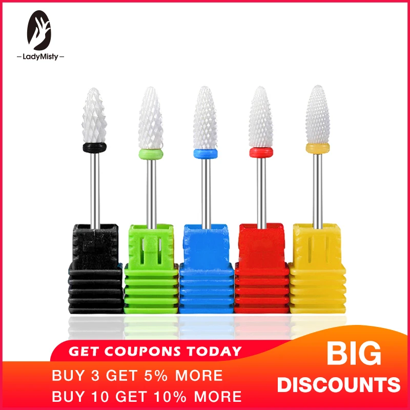 

Ladymisty Flame Ceramic Nail Drill Bit Rotate Burr Milling Cutter Bits For Manicure Pedicure Tool Electric Nail Accessories