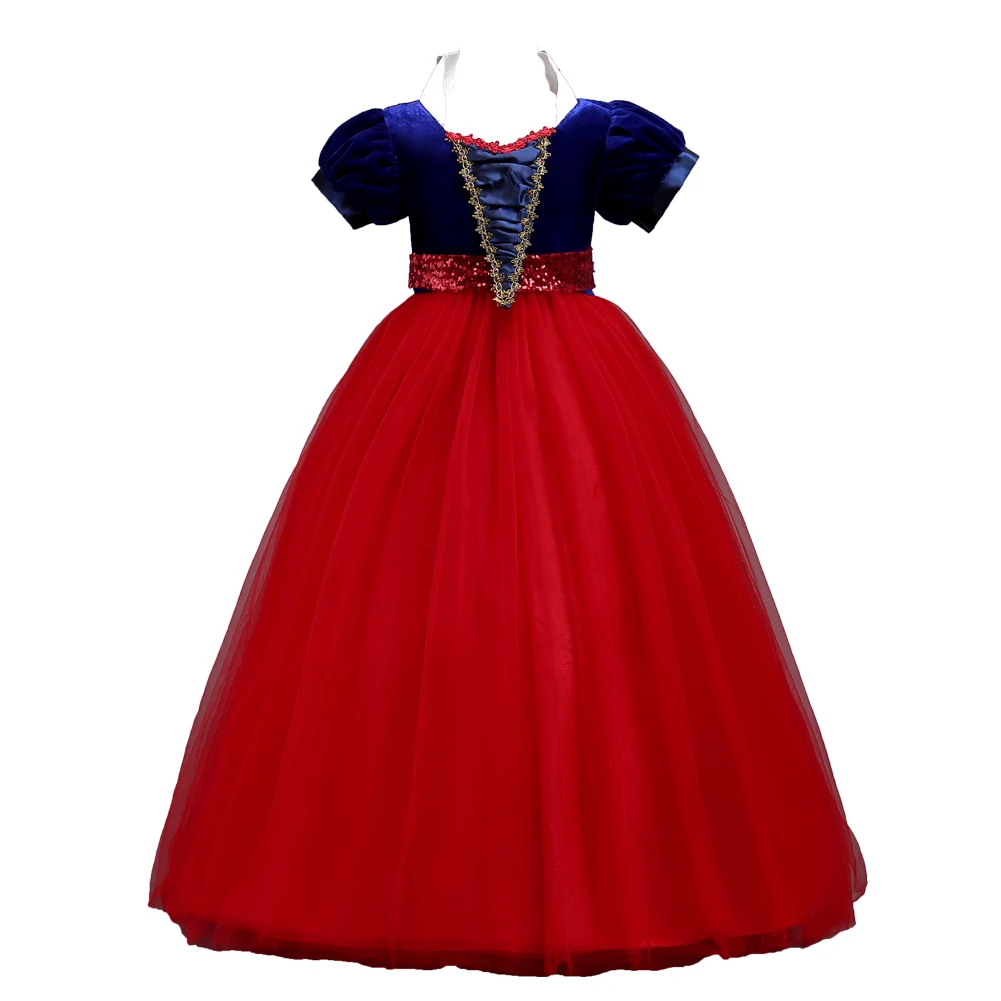 

Long Princess Child Girl Vintage Ball Gown Red Yellow and Blue Dress Lolita 5 To 14 Years Queen Kids Costume Wedding Dresses