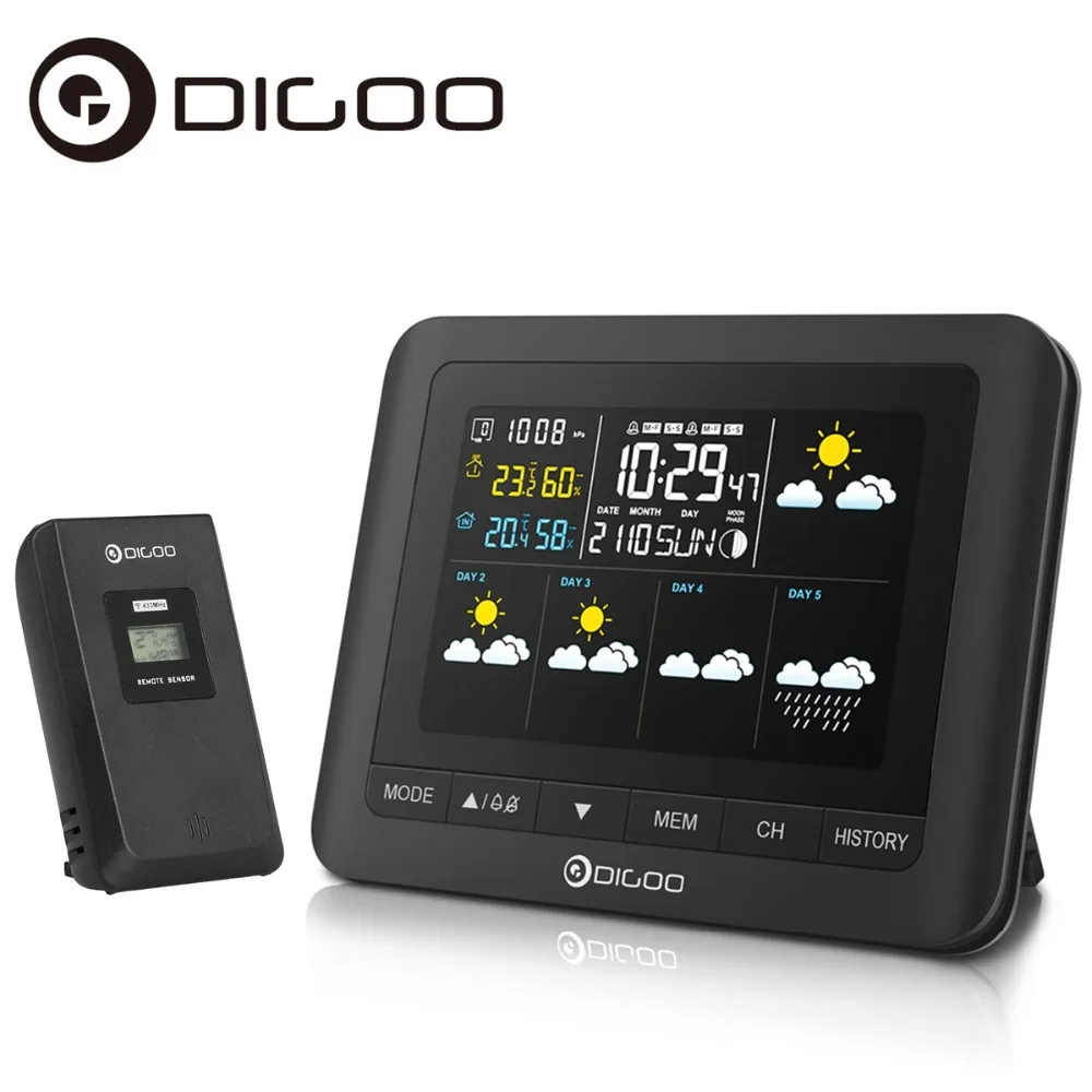 

Digoo DG-TH8805 Wireless Forcast Version Weather Station Color Screen Pressure Hygrometer Humidity Thermometer Temperature