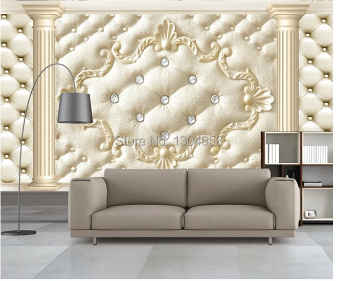 

Free shipping custom large murals European 3D soft European TV setting wall wallpaper
