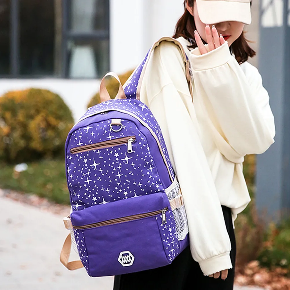 Комплект из 3 предметов, корейский Повседневный женский рюкзак, Холщовая Сумка через плечо, школьный рюкзак в консервативном стиле для девочек-подростков, композитный рюкзак
