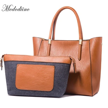 

Mododiino Simple Casual Women's Tote Bag Large Capacity Composite Bags PU Leather Ladies' Shopping Bag New Shoulder Bag DNV0681