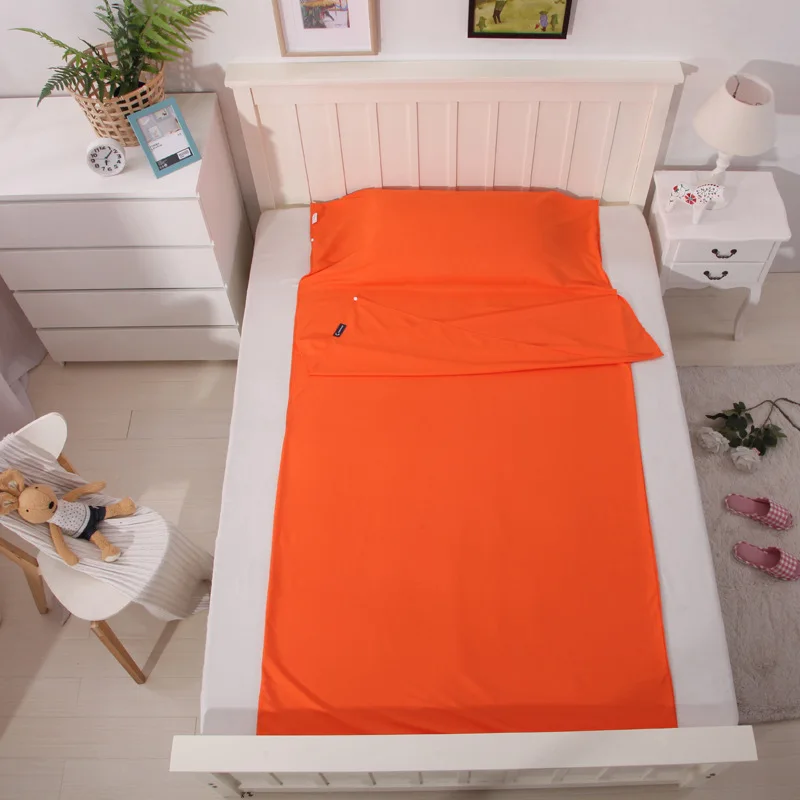 LDAJMW двойной/один человек отель открытый четыре сезона портативный хлопок взрослых складной гигиенический спальный мешок простыни наволочки - Цвет: Оранжевый