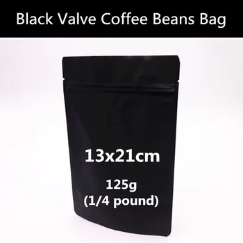 

Leotrusting 50pcs/lot 13cm*21cm Matt Black Aluminum Foil Valve Zipper Bag 125g 1/4 Pound Coffee Beans Packaging Bag 5.1"*8.3"