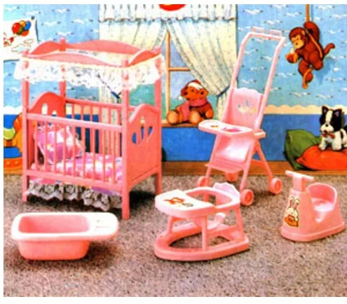 Plastic DIY Baby Kids Nursery Room Play Set Furniture for   Doll House Kids Pretend Play Toys Girls Gifts
