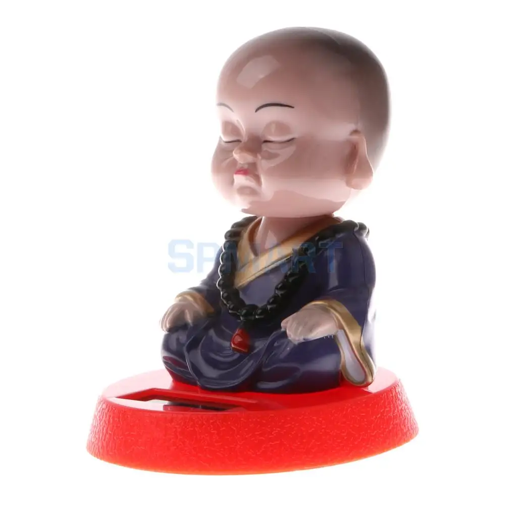 Solar Powered Bobbling Toy Shaking Head Waving Fortune Cat Monk Lion Home/Office/Car Ornament Auto Accessories