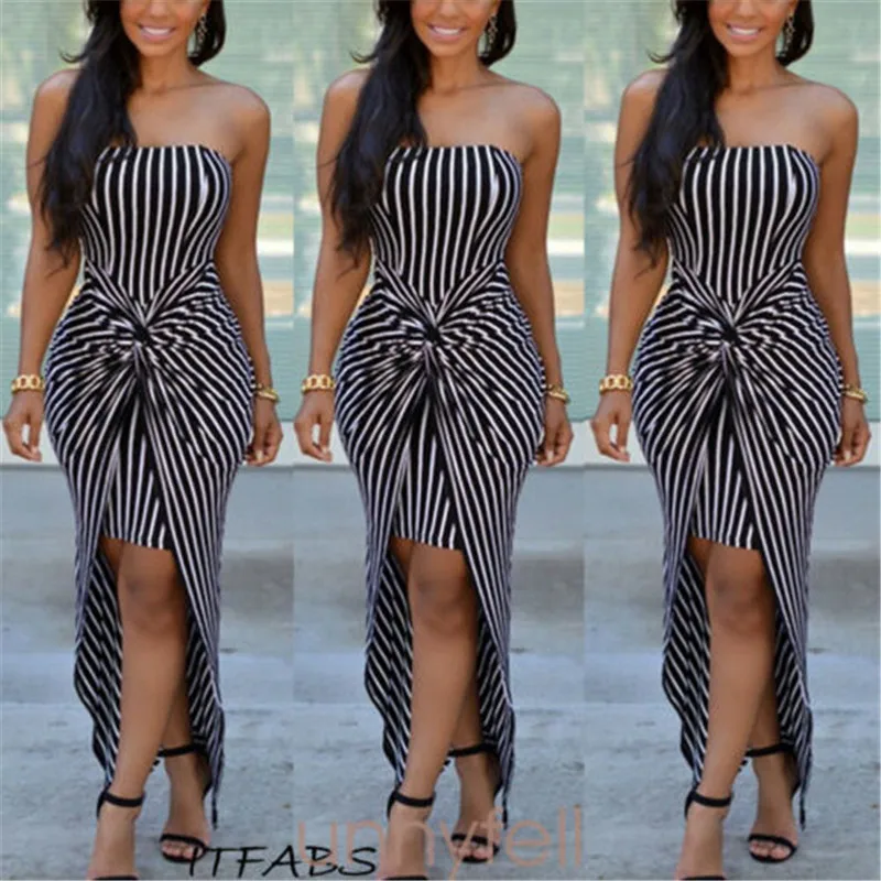 2019 новый стиль женское сексуальное длинное платье в полоску без бретелек