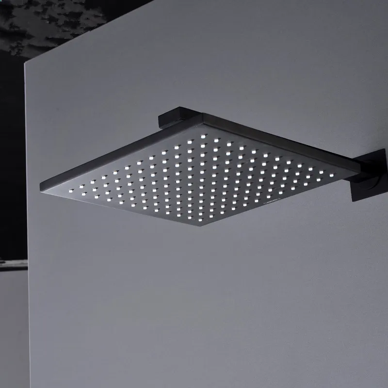 Bagnolux Unique Matte Black Thermostatic Faucets Set Thermostat Bathroom Rain Shower Diverter System With Plastic HandShower