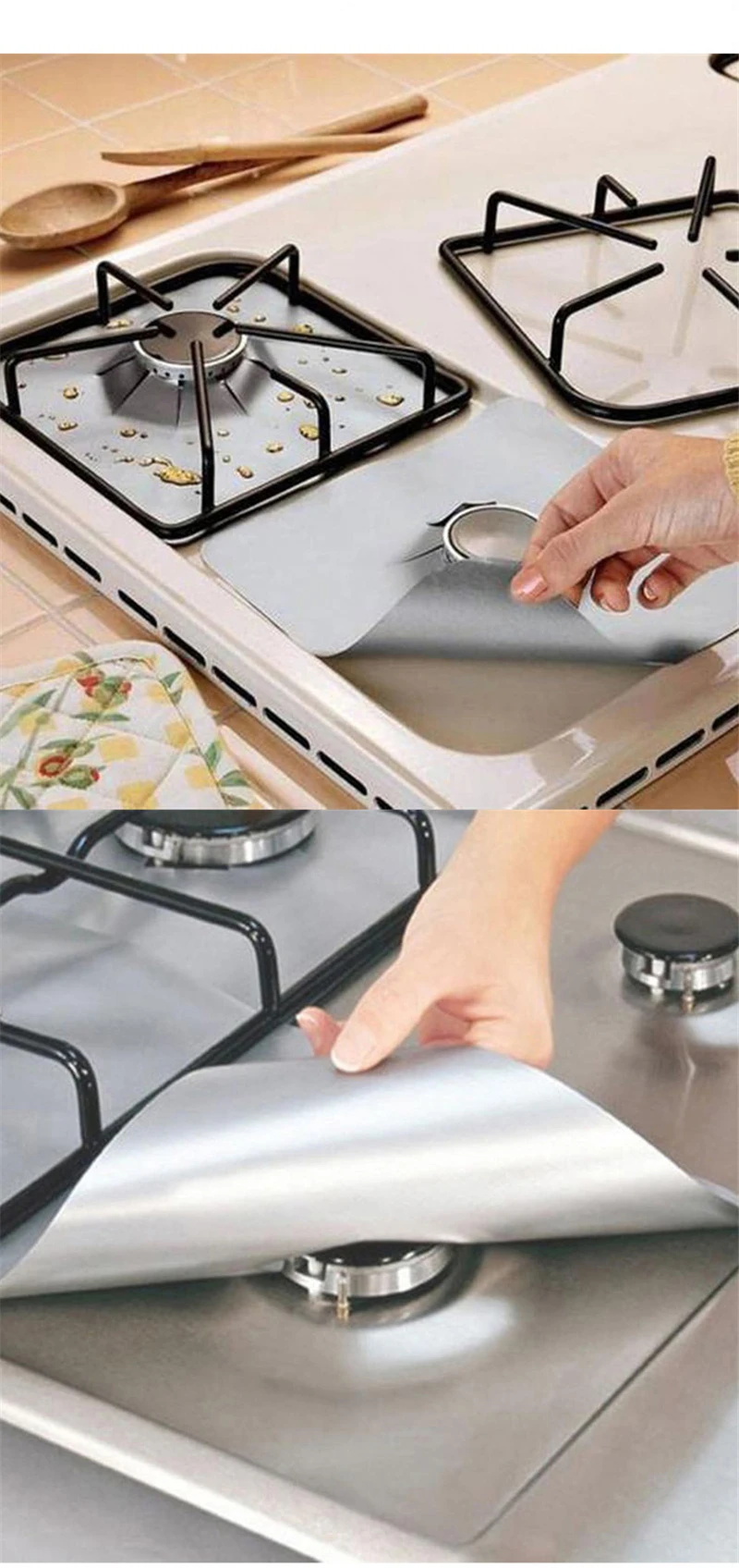 Кухонная плита с тефлоновым тросом, термостойкая Защитная плита с антипригарным покрытием для выпечки, барбекю, жаркого коврика