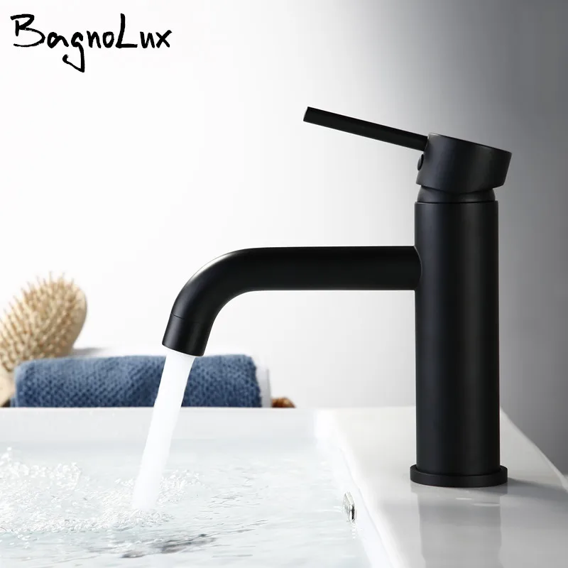 

New Matt Black Alba Rose Modern Style Tap Basin Cold And Hot Fashion Round Single Hole Bathroom Small Faucet Basin Ducha Crane