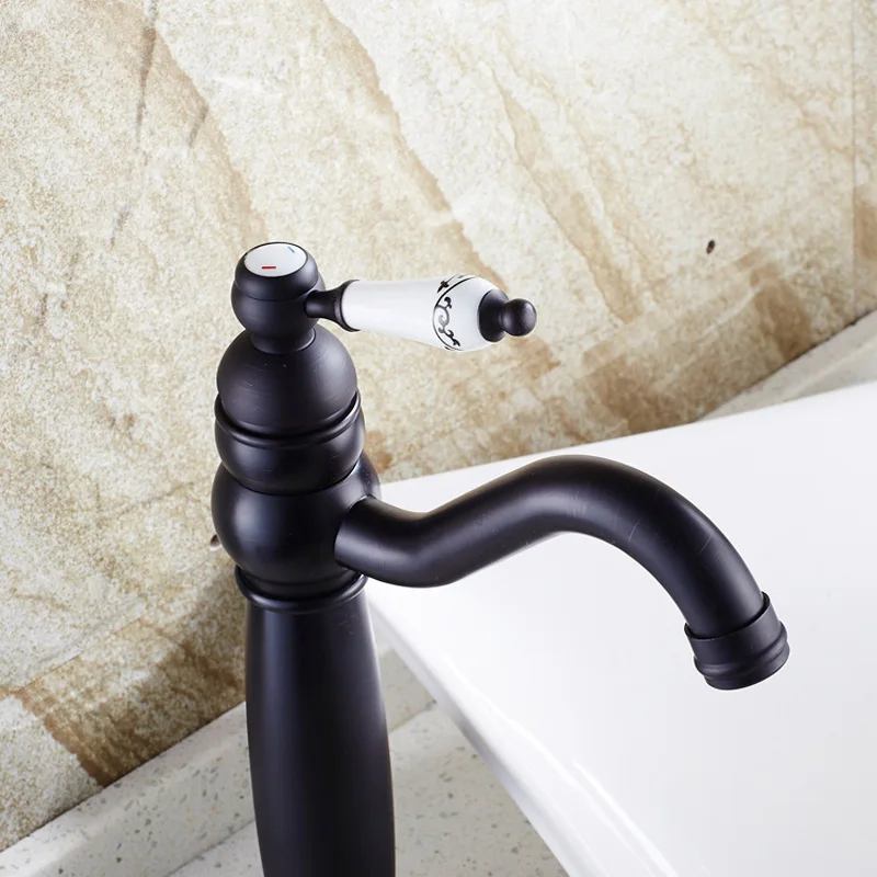 Black Oil Rubbed Brass Single Handle Swivel Spout Kitchen Vessel Sink Faucet Mixer Tap anf506