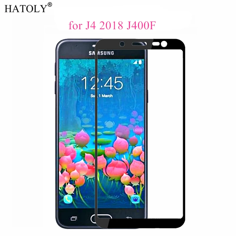 

2PCS Tempered Glass For Samsung Galaxy J4 Screen Protector J400 Full Cover for Samsung Galaxy J4 2018 3D Curved Edge Film HATOLY
