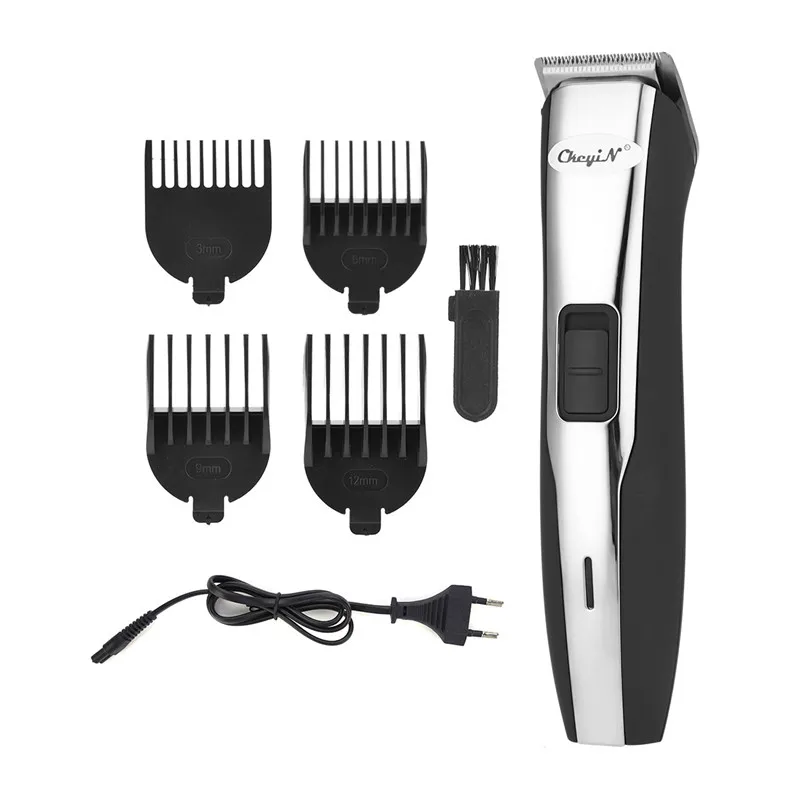 Электрическая машинка для стрижки волос, перезаряжаемая Бритва для мужчин, детский беспроводной триммер для бороды, бесшумная машинка для стрижки волос 220-240 В 3435 - Цвет: Silver black