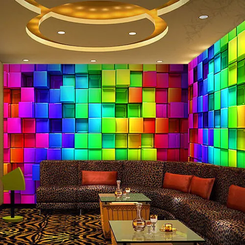 

Abstract 3D Cube Wall Murals Wallpaper Reflectorised KTV Decorative Plaid Mural Wall Covering Modern papel de parede Customer