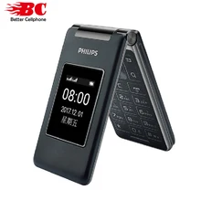 Orijinal Philips E212A MTK 2.8 inç 1800mAh pil tek kamera FM radyo desteği hafıza kartı çift SIM 2G flip klavye telefon