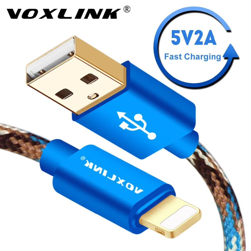 VOXLINK USB Cable For iPhone 7 7plus Nylon Braided 8pin to USB Charging