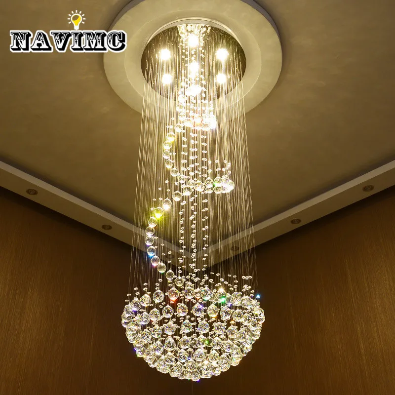 

Modern Crystal Chandeliers Lighting For Bedroom Living Room Staircase Villa Duplex Rotation LED Hanging Lamp