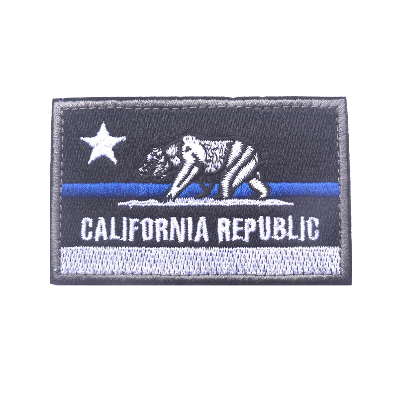 Заплата вышивки США флаг штата Калифорния Тактический нашивки на одежду липучки повязки с застежкой-липучкой для мужских пиджака с аппликацией