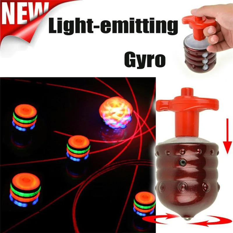 

PFi-TW711 Interesting Children's Toy Colorful Flash LED Light Spinning Top Laser Music Gyroscope Kid's Wood Luminous Music Gyro