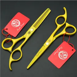 Фиолетовый дракон желтый цвет ножницы для волос 5,5 дюймов Парикмахерские и режущие ножницы набор салон Парикмахерские ножницы